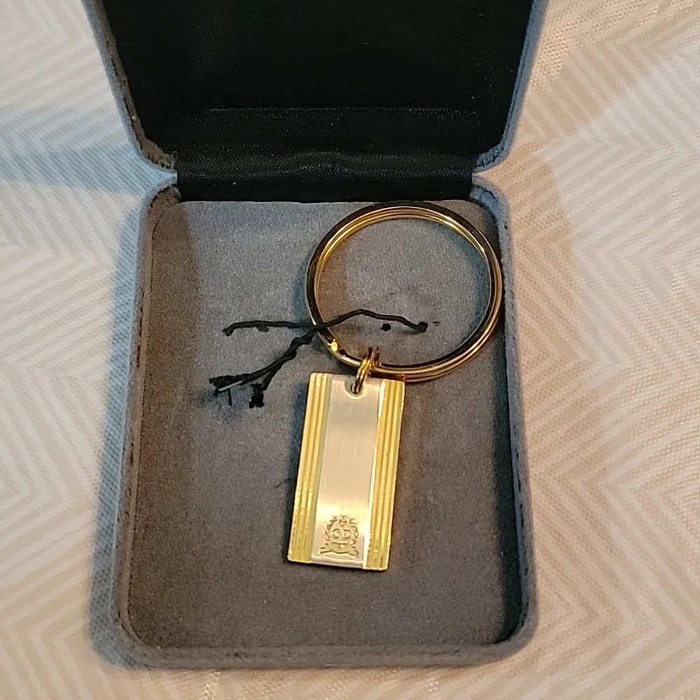 Vintage Christian Dior Gold & Silver Tone Metal Keychain Bag Purse Charm